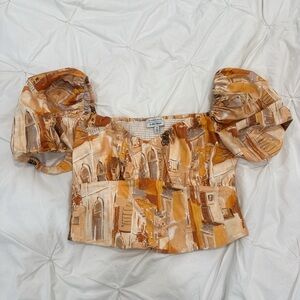 & Other Stories Architectural Print Puff Sleeve Blouse
